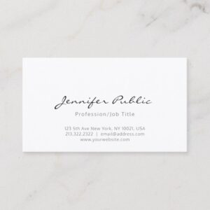 Professional Modern Stylish White Sleek Plain Luxe Business Card