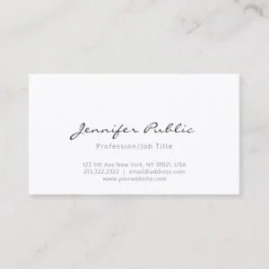 Professional Modern Stylish White Sleek Plain Luxe Business Card