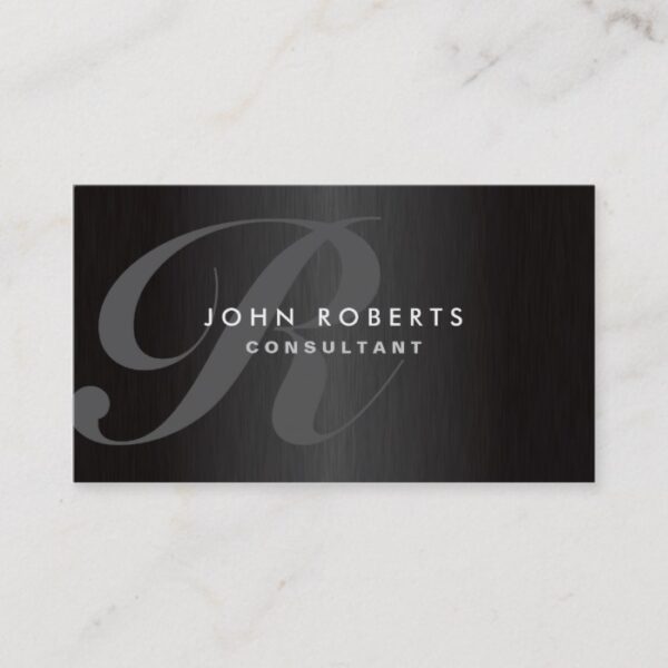 Professional Monogram Elegant Modern Brushed Metal Business Card