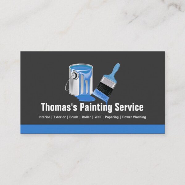 Professional Painting Service - Blue Painter Brush Business Card