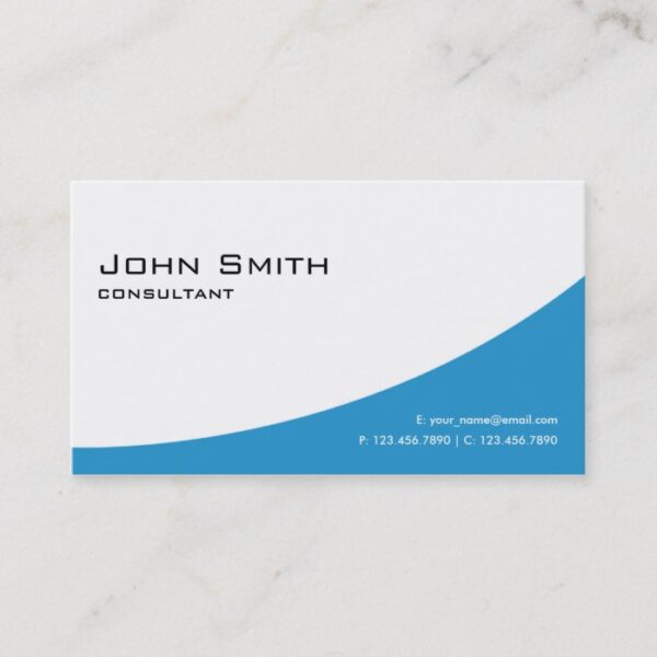 Professional Plain Elegant Blue Modern Computer Business Card