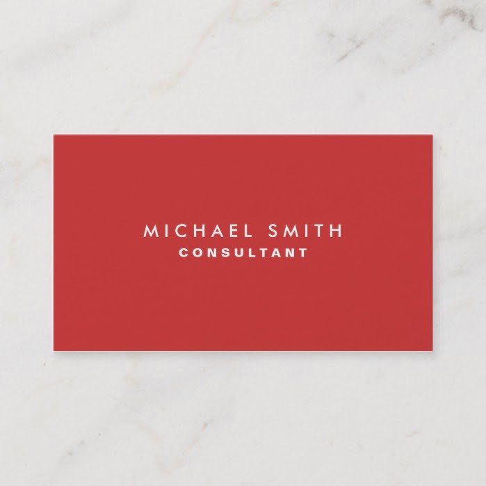 Professional Plain Elegant Interior Decorator Red Business Card