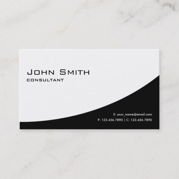 Professional Plain Elegant Modern Black and White Business Card