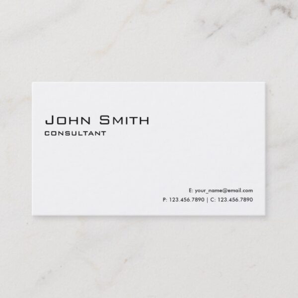 Professional Plain White Elegant Modern Simple Business Card