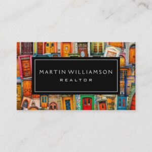 Professional Real Estate Modern Classic Doors Business Card