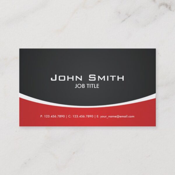 Professional Red Modern Elegant Classy Business Card