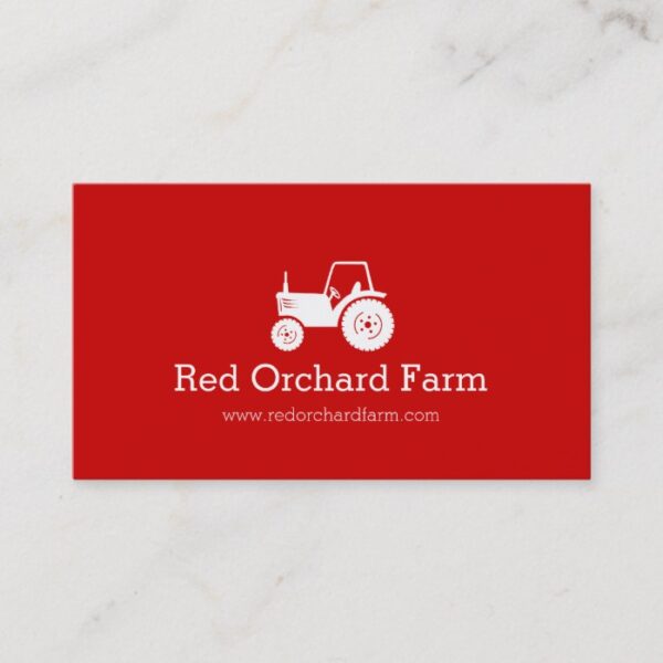 Professional red white tractor farm business card