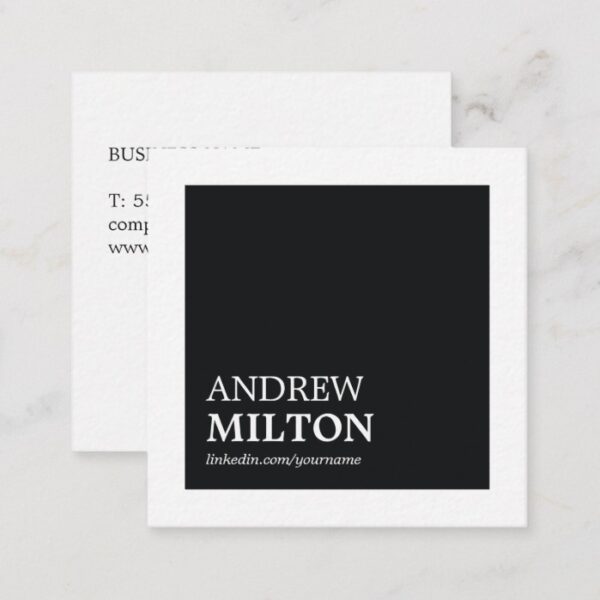 Professional Simple Elegant Black White Consultant Square Business Card