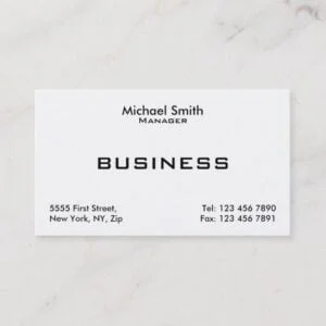 Professional White Plain Elegant Modern Simple Business Card