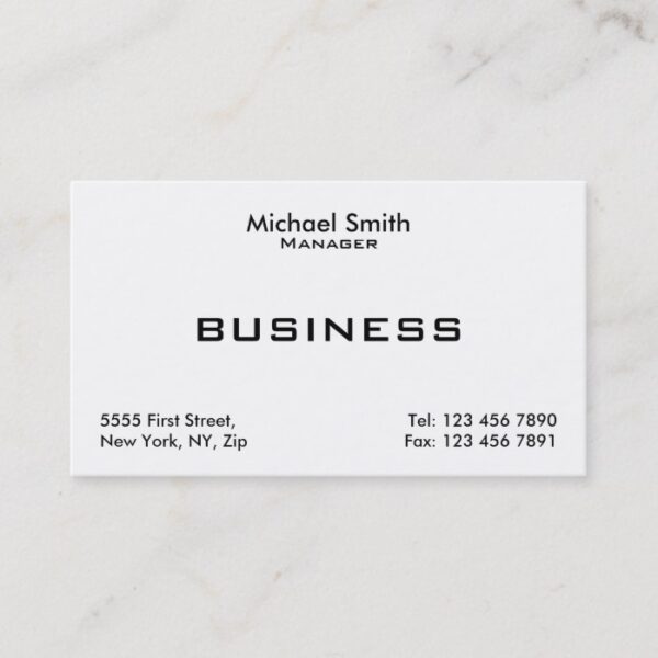 Professional White Plain Elegant Modern Simple Business Card