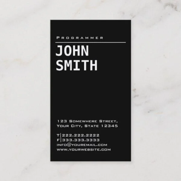Programmer Simple Framed Plain Minimalist Business Card