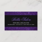 Purple and Black Glam Faux Glitter Business Card
