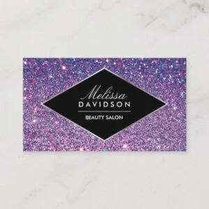 Purple Glitter and Glamour Beauty Business Card