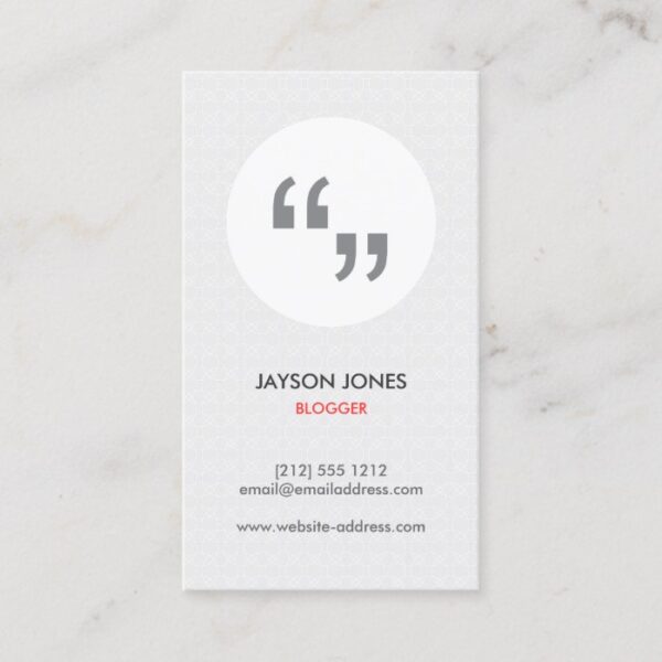 QUOTATION MARKS Business Card for Writers, Authors