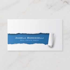 Real Estate Agent Business Card Ripped Paper