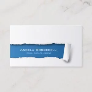 Real Estate Agent Business Card Ripped Paper