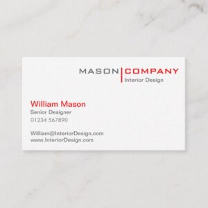 Red and White Minimalistic Business Card
