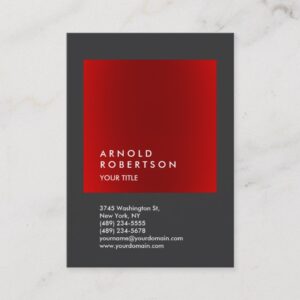 Red Gray Trendy Large Professional Business Card