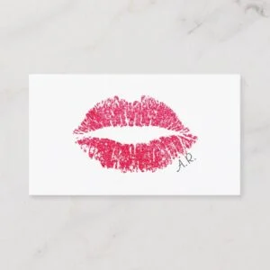 Red Lips Minimalist Makeup Artist Business Card