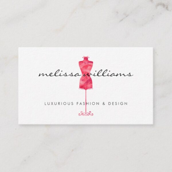 Red Watercolor Dress Mannequin Fashion Boutique Business Card