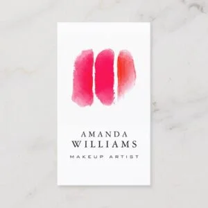 Red Watercolor Makeup Artist Swatches Business Card