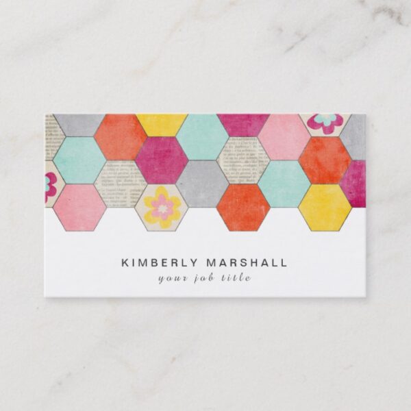 Retro Honeycomb Design Business Cards / Gray