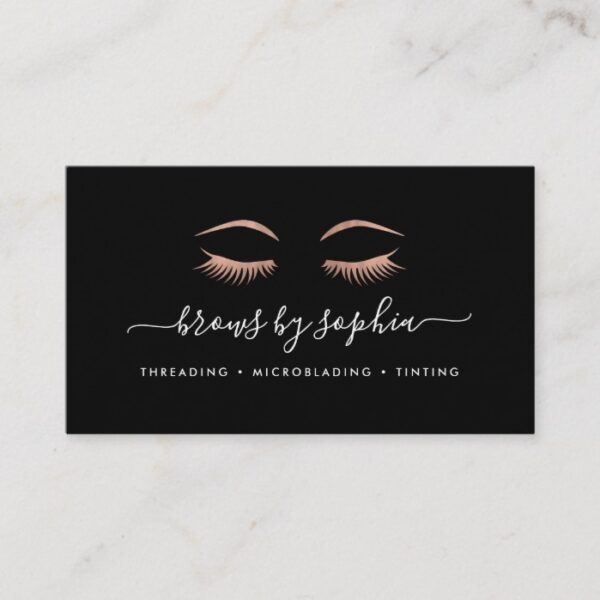 Rose Gold Lashes & Brows Business Card