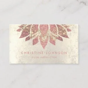 rose gold lotus decor yoga business card