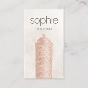 Rose Gold  Sequin Hair Stylist Spray Can Salon Business Card