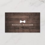 Rustic and Refined Men’s Bow Tie Logo Brown Wood Business Card