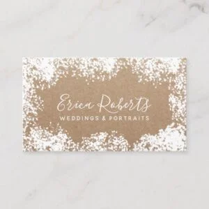 Rustic Baby's Breath Wedding Portrait Photography Business Card