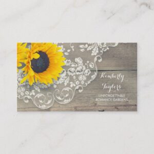 Rustic Wood Vintage Lave and Sunflowers Country Business Card