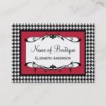 Samba Red and Black Houndstooth Fall Fashion Business Card