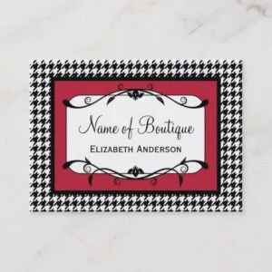 Samba Red and Black Houndstooth Fall Fashion Business Card