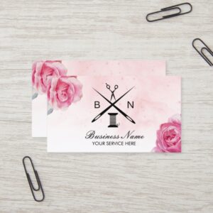 Seamstress Thread & Needles Vintage Floral Sewing Business Card