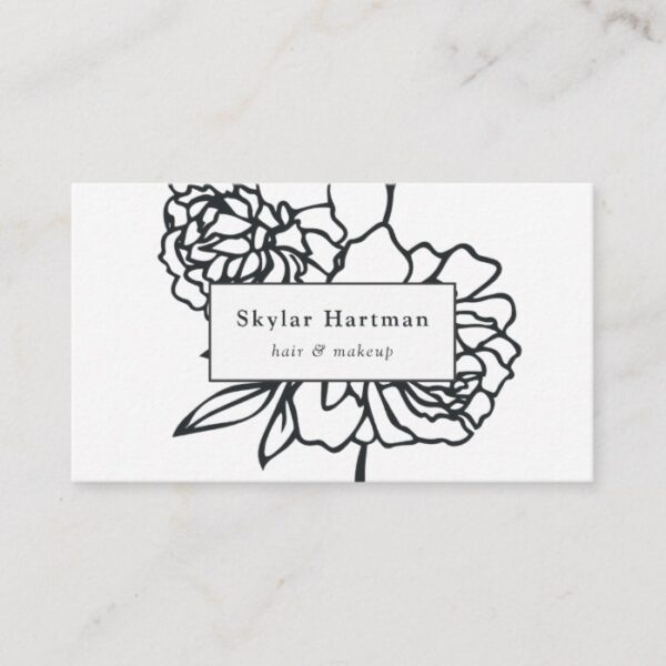 Secret Garden | Black and White Floral Business Card