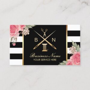 Sewing Seamstress Thread & Needles Vintage Floral Business Card
