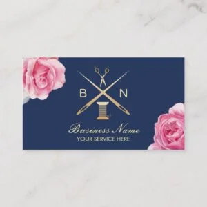 Sewing Seamstress Thread & Needles Vintage Floral Business Card