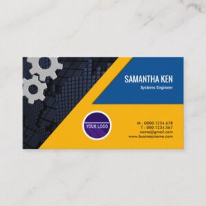 Shocking Dazzling Yellow Gears Engineer Business Card
