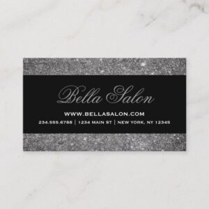 Silver and Black Glam Faux Glitter Business Card