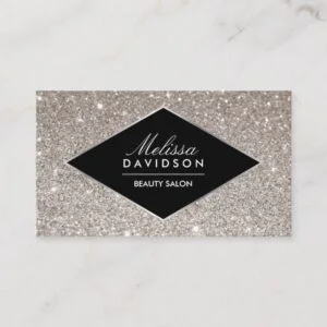Silver Glitter and Glamour Beauty Business Card
