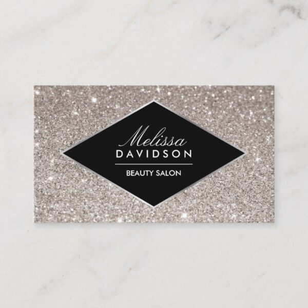Silver Glitter and Glamour Beauty Business Card