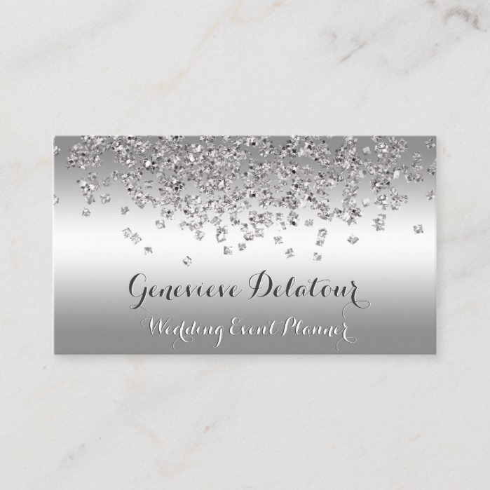 Silver Glitter Elegant Platinum Event Planner Business Card 1. Silver Glitt...