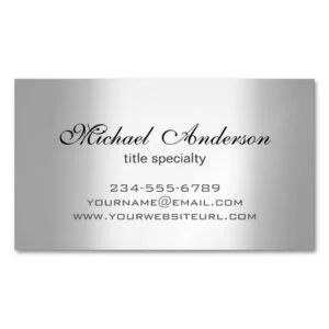 Silver Metallic Gradient - Stainless Steel Look Business Card Magnet