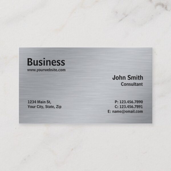 Silver Professional Elegant Metal Modern Plain Business Card