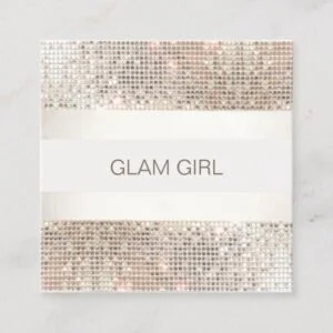 Silver Sequin Stripes Makeup Artist Square Business Card