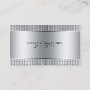Silver Shiny Metallic Design-Stainless Steel Look Business Card