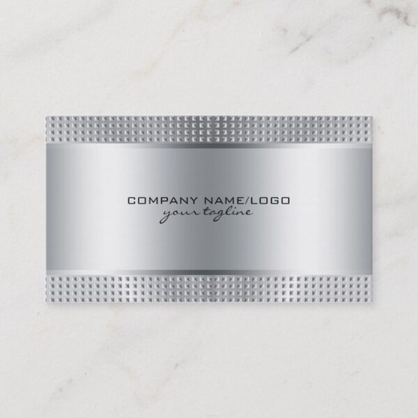 Silver Shiny Metallic Design-Stainless Steel Look Business Card