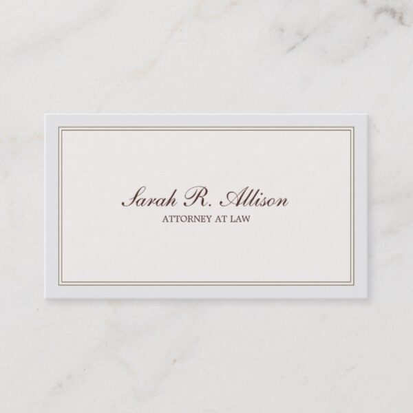 Simple and Elegant Attorney Ivory with Border Business Card