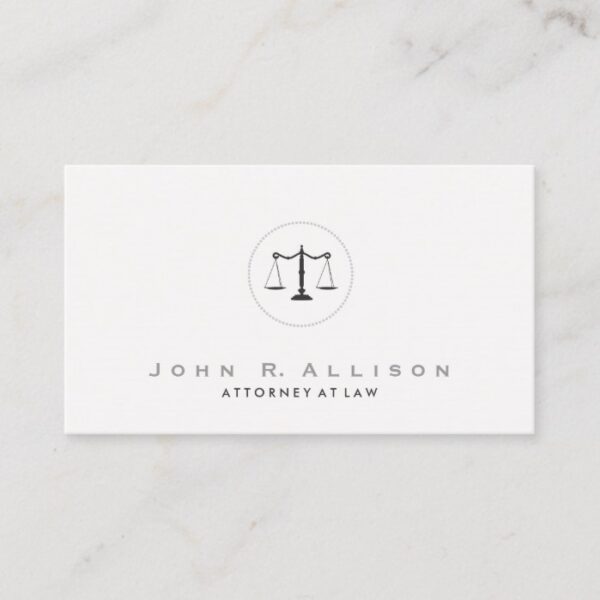 Simple and Elegant Justice Scale Attorney Business Card